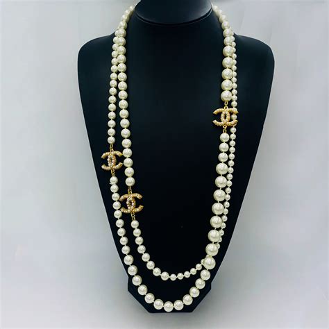 chanel long pearl necklace necklaces|chanel pearl necklace for sale.